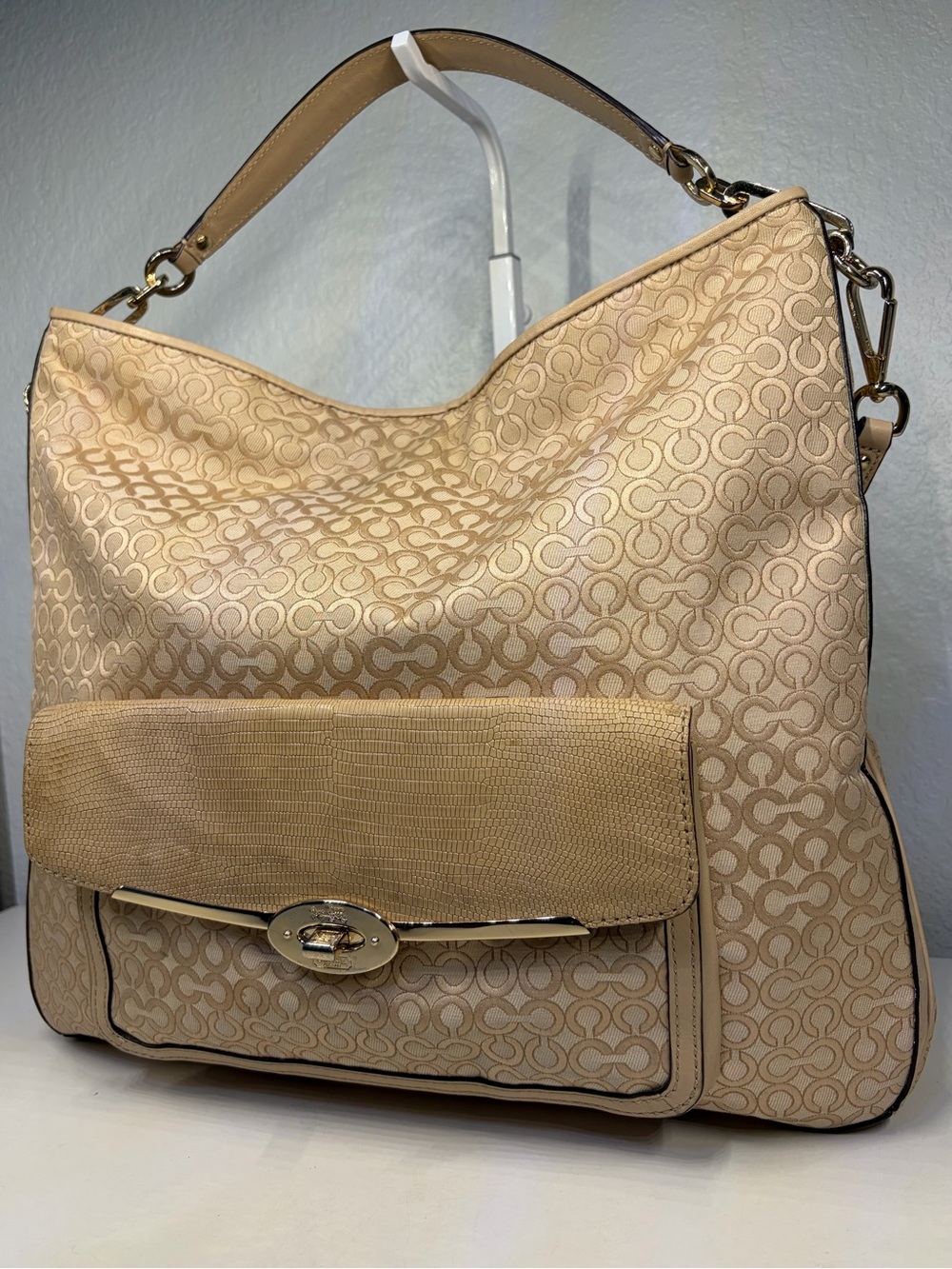 NWOT COACH MADISON HOBO IN OP ART PEARLESCENT CANVAS